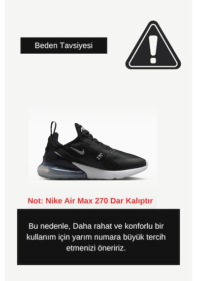 Nike Air Max 270 Kadın Siyah Sneaker