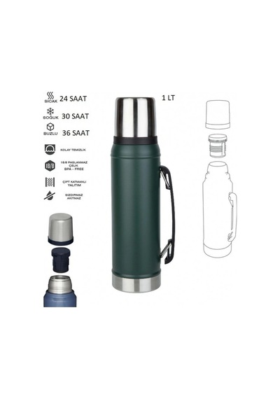 Globox 3952 Termos Matara 1000ml Siyah Çok Renkli