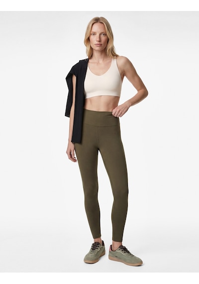 Koton Yüksek Bel Skinny Fit İnterlok Dikiş Detaylı Spor Tayt Haki 6wak40046nk Haki