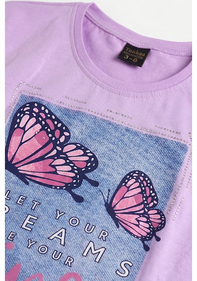Joy Kids Kız Çocuk Kot Şortlu Günlük Trend Takım 3-10yaş Lila Açık Lila