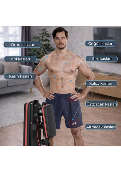 Ev Tipi Çok Fonksiyonlu Dambıl Bench Press Ve Mekik Sehpası Antrenman Aleti Direnç Lastiği Hediye