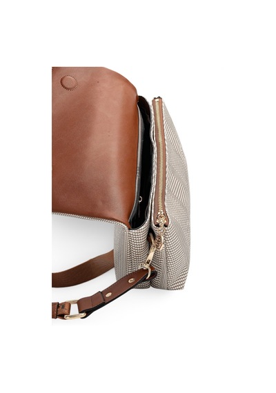 Silver & Polo Silver Polo Bej - Taba Hasır Kadın Çapraz Çanta Sp1278