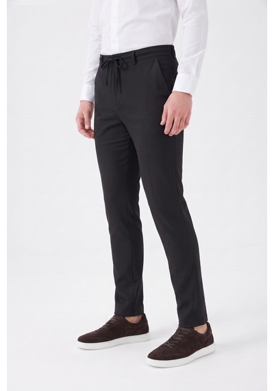 Günce Erkek Regular Kalıp Jogger Pantolon Armürlü Kumaş Bgl-st05633 Siyah