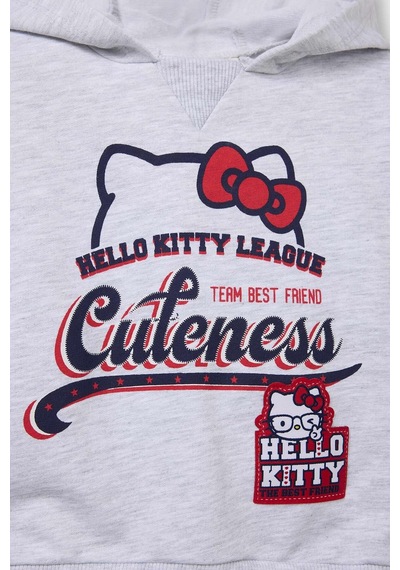 Defacto Kız Bebek Hello Kitty 2li Takım Kapüşonlu Sweatshirt Tayt G6834a525wngr85 Gri-gr85