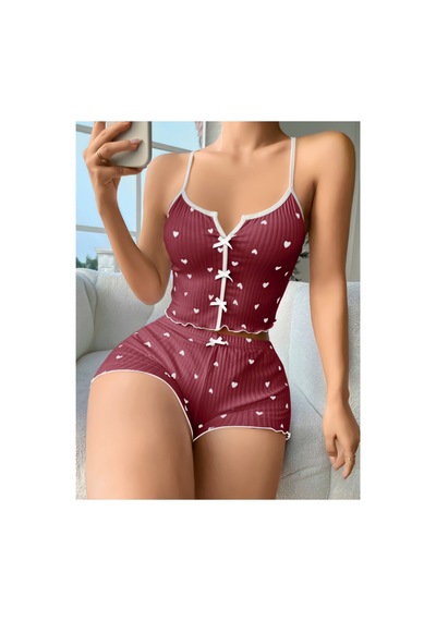 Lily Bianca Nightwear Göbek Dekolteli Şortlu Penye Gecelik Şeffaf