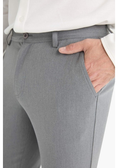Defacto Tailored Fit Düz Paça Her Yöne Esneyen Yumuşak Tuşe Cepli Pantolon C7508AX25AU Gri