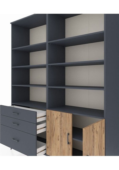 Hyperion Gardrop 9 Raflı 3 Çekmeceli 2 Kapaklı 176x44x221 Antrasit-çam/antrasit Çam/antrasit Hyperion Gardrop 9 Raflı 3 Çekmeceli 2 Kapaklı 176x44x221 Antrasit-çam/antrasit Çam/antrasit