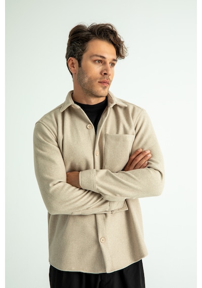Redline Erkek Regular Fit Kışlık Kaşe Gömlek Bej
