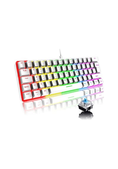 Tk-04 Mekanik Klavye Rgb Işıklı Kablolu Q Klavye 12 Işık Modu Blue Switch Oyuncu Klavyesi