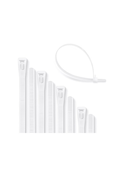 Tekrar Kullanımlık Kablo Bağı 7.5x370 Beyaz 100 Adet