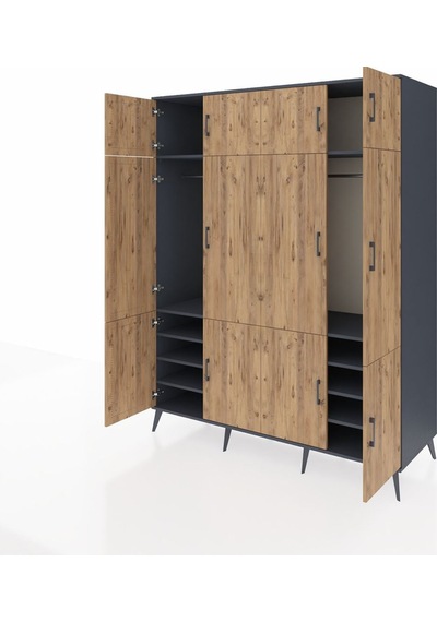 Kronos Gardrop 10 Raflı 12 Kapaklı 2 Askılı 176x59x221 Antrasit-çam/antrasit Çam/antrasit Kronos Gardrop 10 Raflı 12 Kapaklı 2 Askılı 176x59x221 Antrasit-çam/antrasit Çam/antrasit