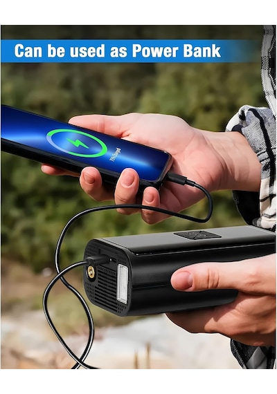Tr Şarjlı Lastik Şişirme Hava Kompresörü, 150 Psı Güçlü Hava Şişirme, 6000 Mah Uzun Şarj Ömrü, Lcd Ekranl Genel
