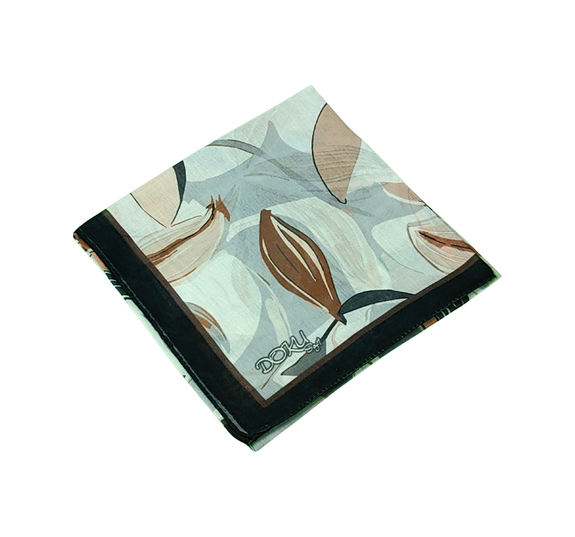 Mim Eşarp Ebruli Soft Pamuklu Çiçek Desenli Eşarp - 95x95 Cm Siyah - Yeşil