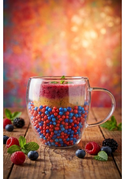 Makri Home Çift Cidarlı Bordo Mavi Cam Kupa 250 Ml Isıya Dayanıklı Çok Renkli
