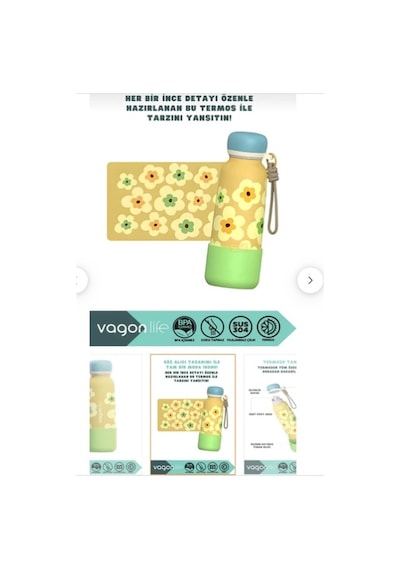 Vagonlife Çelik Pipetli Kullanım Ip El Askılı Matara/termos Vgn1105 550ml - Sarı