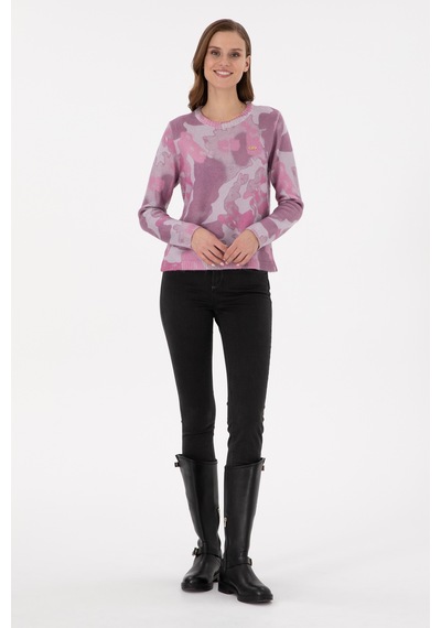U.S. Polo Assn. Kadın Kum Melanj Bisiklet Yaka Basic Kazak 50293091-VR037