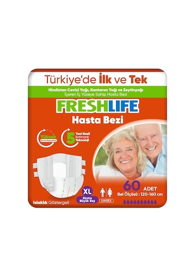 Freshlife 2'li Xlarge Bel Bantlı Yetişkin Hasta Bezi 30x2 60 Adet XL