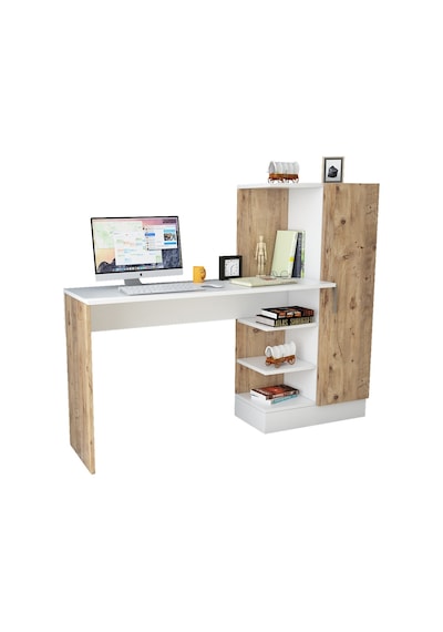 Robinhome Robin Home Arthur Kitaplıklı Çalışma Masası Çam Beyaz (468193255) Kahverengi