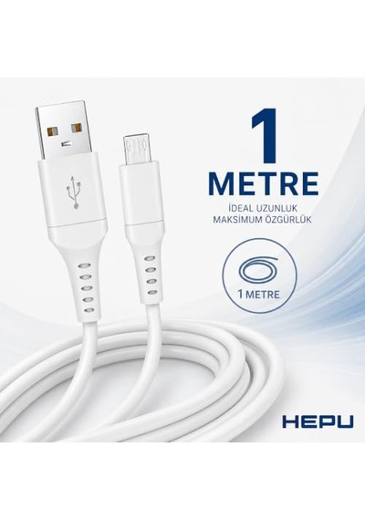 Nova Series Hp-nyk003 Usb-a To Micro Usb 3.1a Hızlı Şarj Ve Veri Transfer Kablosu 1 Metre Micro Usb Destekli Android Cihazlar Powerbank Ve Hoparlörler İle  Beyaz