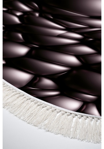 Kaymaz Dijital Mutfak & Salon Halı Trend Saçaklı Oval Geometrik E5009 Siyah