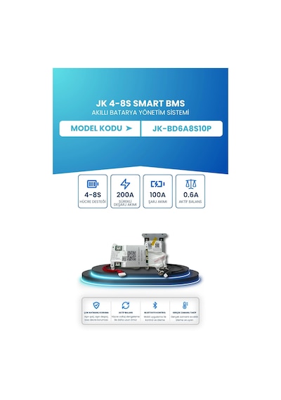 Jk Smart Bms Akıllı Batarya Yönetim Sistemi 4 8s 200a 0.6a Aktif Balans Jk-bd6a8s10p