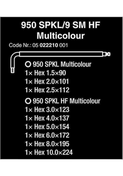 Wera 950 -9 Hex-Plus Hf Renkli Topbaş Alyan Set 05022210001