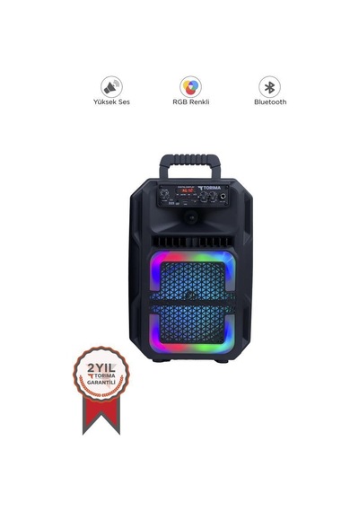 Bluetooth Hoparlör Rgb Işıklı Mikrofonlu Kumandalı Hoparlör D25 Siyah