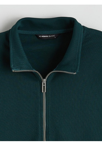 Lcwaıkıkı Classic Yeşil Dik Yaka Erkek Fermuarlı Sweatshirt