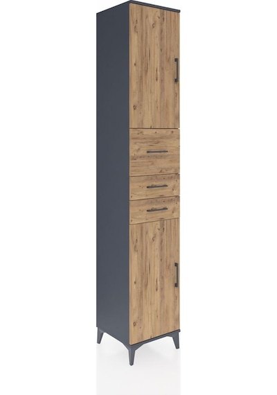 Hyperion Dolap 4 Raflı 3 Çekmeceli 2 Kapaklı 44x44x243 Antras... Antrasit