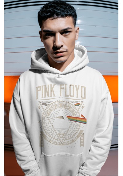 Sevbano Pink Floyd Müzik Grubu Sırt Baskılı Unisex Oversize Premium Hoodi beyaz