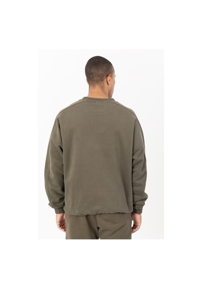 Maraton Sportswear Oversize Erkek Bisiklet Yaka Uzun Kol Basic Açık Haki Sweatshirt 21822-açık Haki Açık Haki