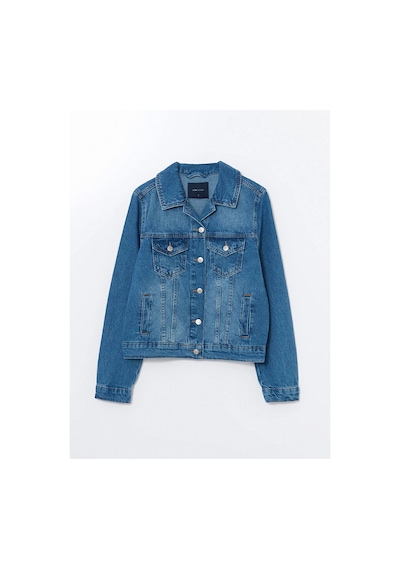 LC Waikiki Gomlek Yaka Kadin Jean Ceket Mıd Indıgo Rodeo