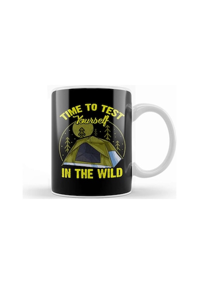 Cute Time To Test Yourself In The Wild Tent Outdoor Camping Kupa Bardak Porselen Karışık
