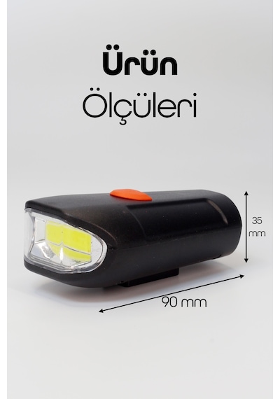 Bisiklet Tekli Ön Fener Işık Pilli 300 Lümen Bisiklet Ön Farı Led Işık Siyah 4446