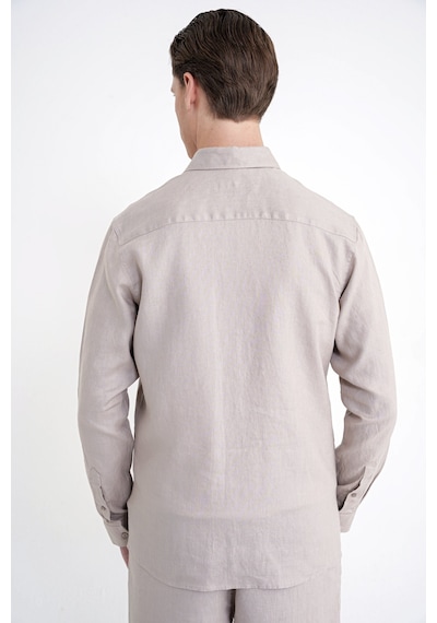 Comfort Fit Yan Cepli %100 Keten Taş Gömlek Ceket G 1602 Comfort Fit Yan Cepli %100 Keten Taş Gömlek Ceket G 1602