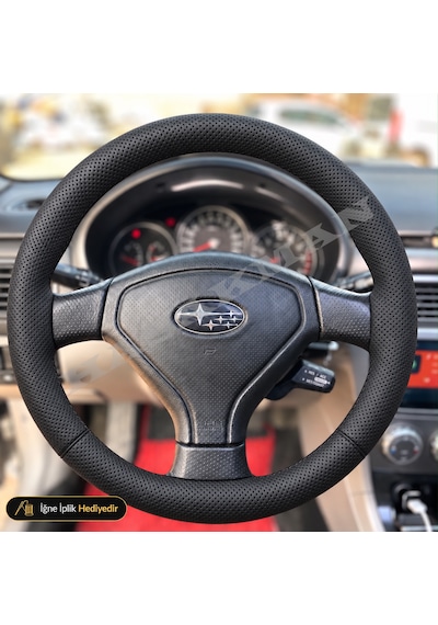 Subaru Impreza Dikme Direksiyon Kılıfı Premium Komple Delikli Deri Siyah Dikiş Gd-gg Bugeye-blobeye Tuşsuz 2000-2005