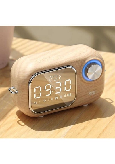 Soaiy E16 Taşınabilir Kablosuz Bluetooth Hoparlör - Dijital Saat & FM Radyo & USB & Hafıza Kartı - ZORE-219473
