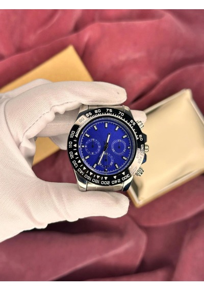 Daytona Kronograf Lacivert Kardan Erkek Kol Saati Gümüş