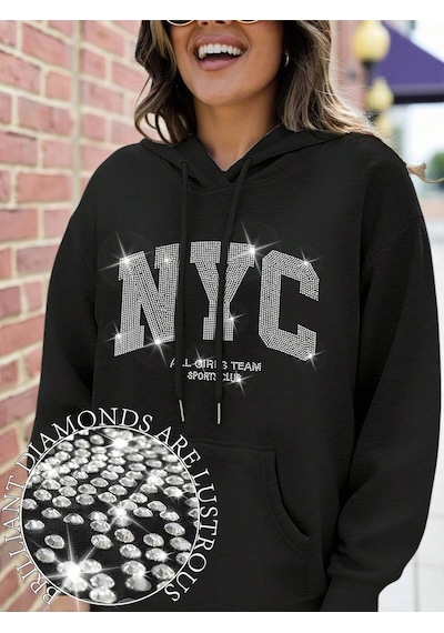 Startmore Reshift Plus Size Women's Slogan Letter 'nyc All Gırls Team Sports Club' City Name Graphic Rh Çok Renkli