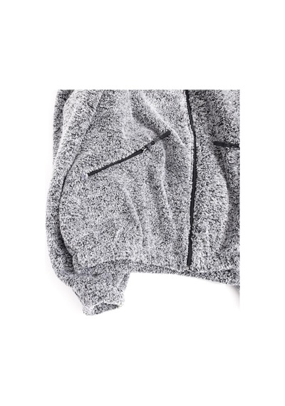 Kadın Oversize Peluş, Polar, Fermuarlı, Teddy Dik Yaka, Sıcak Tutucu Yumuşak Kışlık Ceket Gri