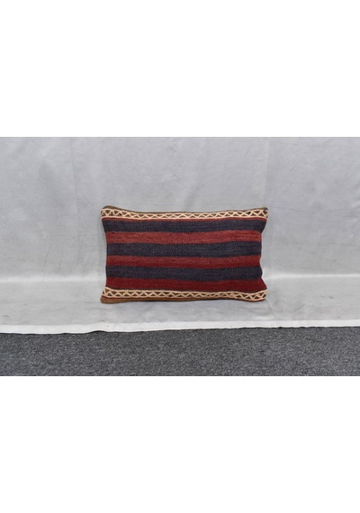 Zehra Abla Halı Yeni El Dokuma Dekoratif Lumbar Kilim Kırlent Yastık Kılıfı 6124