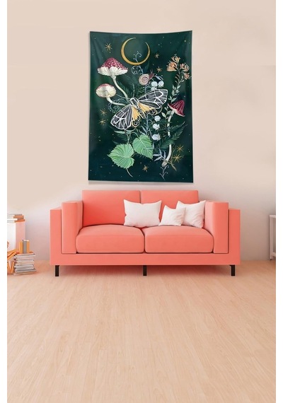 Pelangi Multirenk Mushroom Mantar Leke Tutmaz Kadife Kumaş Duvar Örtüsü Duvar Halısı Tapestry Dwll373, 70 X 100 Çok Renkli