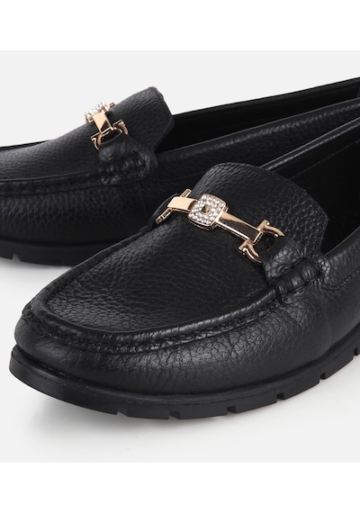 Hotiç Kadın Deri Siyah Gold Toka Detaylı Comfort Günlük Loafer 01ayh328770a100 01ayh328770a100