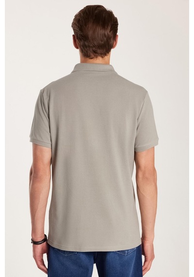 Tudors Erkek Slim Fit Dar Kesim %100 Pamuk Gri Polo Yaka Tişört-32788 Gri