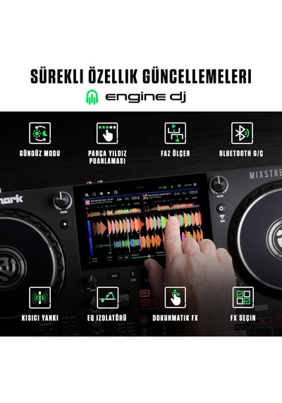 Numark Mixstream Pro+ Bağımsız Dj Controller, Amazon Music Unlimited Yayını, Mikser, Dokunmatik Ekran, Wifi, Hoparl