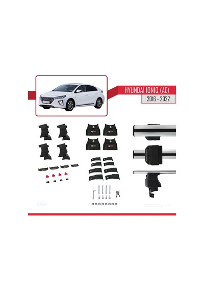 Hyundai Ioniq Ae 2016-2022 Arası İle Uyumlu Ace-4 Ara Atkı Tavan Barı Gri