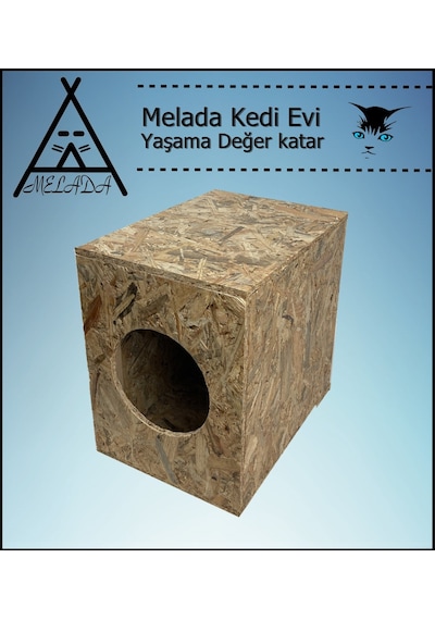 Melada Kedi Evi Dış Ortam Uygun Ahşap Kedi Evi Osb 43x41x29 Cm