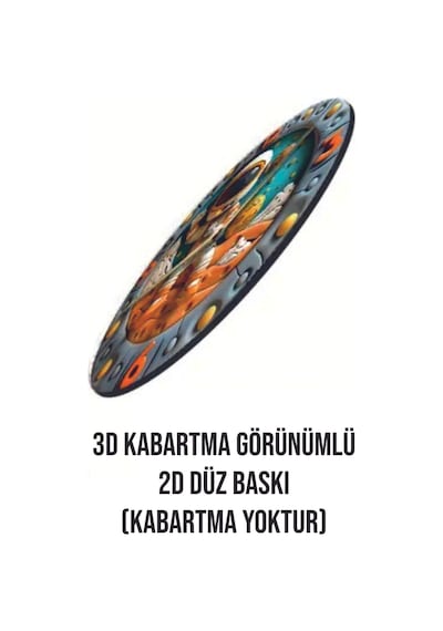 Çiçek Sepeti Kabartma Görünümlü Renkli Baskı Desenli Sayılı Hediyelik Ahşap Sessiz Duvar Saati 50cm ÇOk Renkli