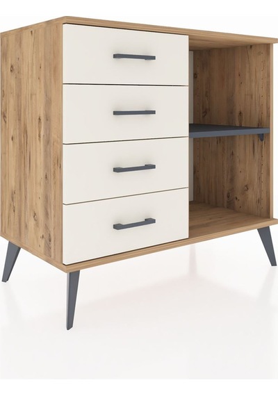 Hyperion Şifonyer Tek Raflı 4 Çekmeceli 88x44x80 Çam-antrasit/aytaşı Antrasit/aytaşı Hyperion Şifonyer Tek Raflı 4 Çekmeceli 88x44x80 Çam-antrasit/aytaşı Antrasit/aytaşı