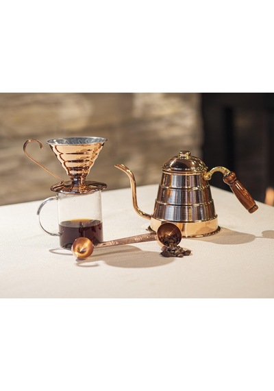 Bakır Filtre Kahve Seti V60 Parlak Bakır Renk